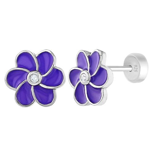 ARETES FLOR MORADA ESMALTE KIDS