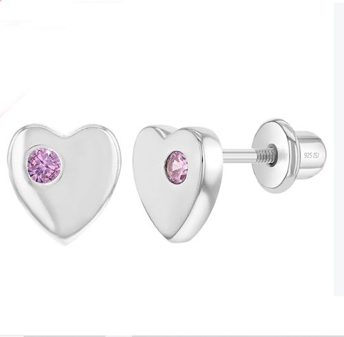 ARETES CORAZON PUNTO CRISTAL ROSADO KIDS