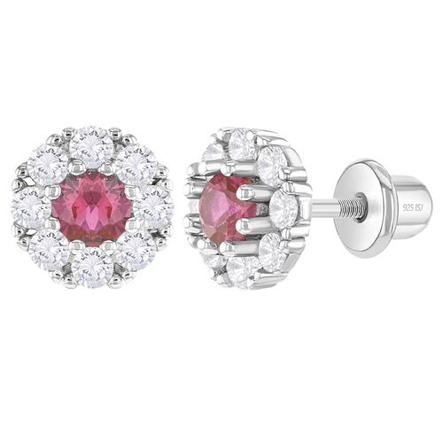 ARETES SOLITARIO GRANATE CRISTAL KIDS