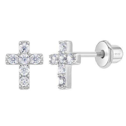 ARETES CRUZ 6 ZIRCONES CRISTAL KIDS