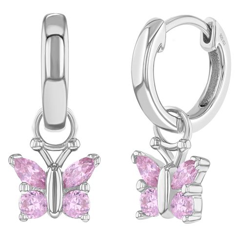 ARETES ARO MARIPOSA ZIRCÓN ROSA KIDS