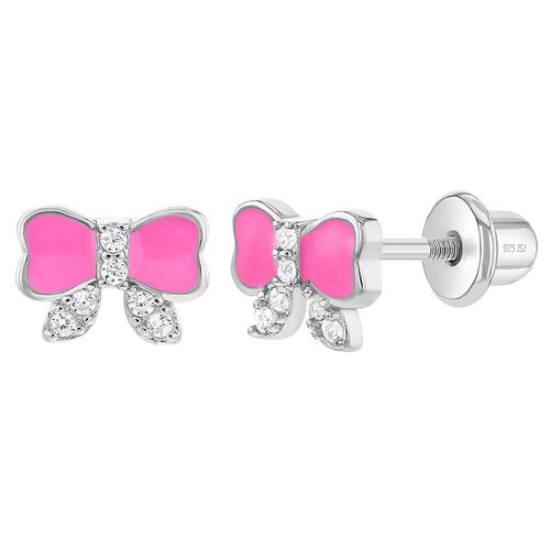 ARETES LACITO ESMALTE ROSADO Y ZIRCÓN KIDS