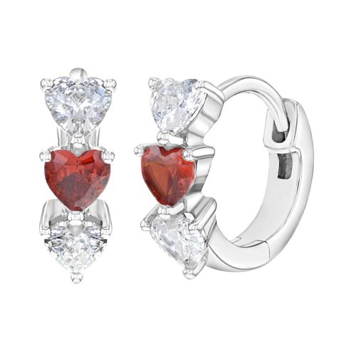 ARETES ARO 3 ZIRCONES ROJO Y CRISTAL KIDS
