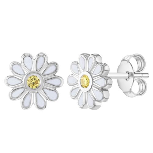 ARETES MARGARITA ESMALTE Y ZIRCÓN AMARILLO KIDS