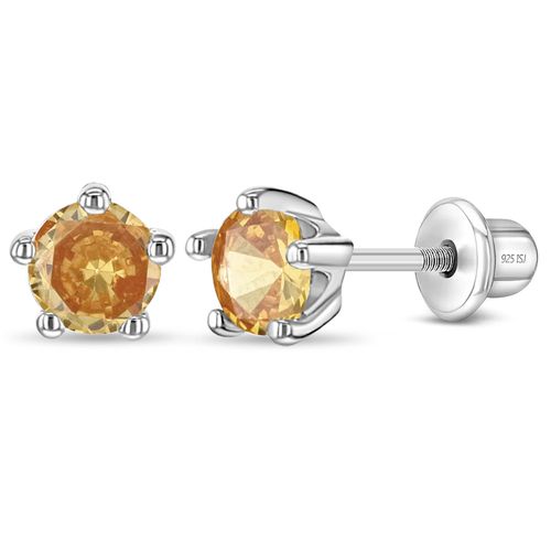 ARETES ZIRCÓN CITRINO CLÁSICO 5 UÑAS KIDS