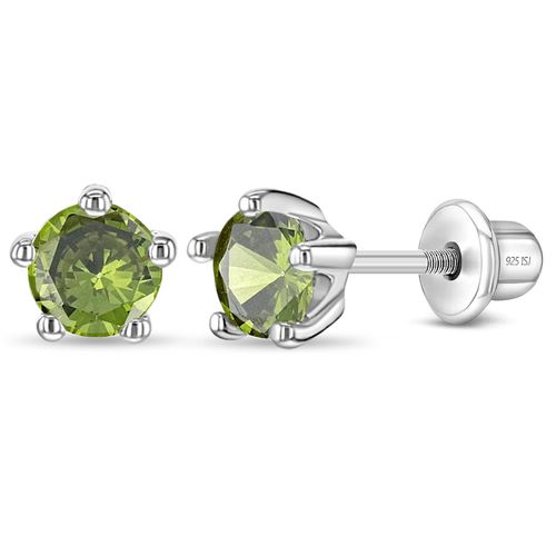 ARETES ZIRCÓN PERIDOTO CLÁSICO 5 UÑAS KIDS