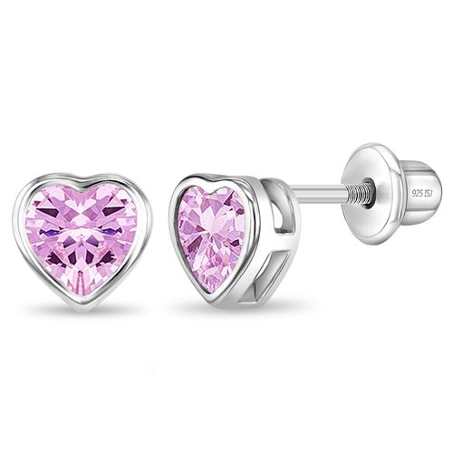 ARETES CORAZÓN GRANDE CRISTAL ROSADO KIDS