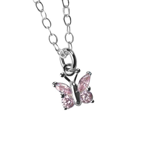 COLLAR MARIPOSA ROSADA ZIRCON